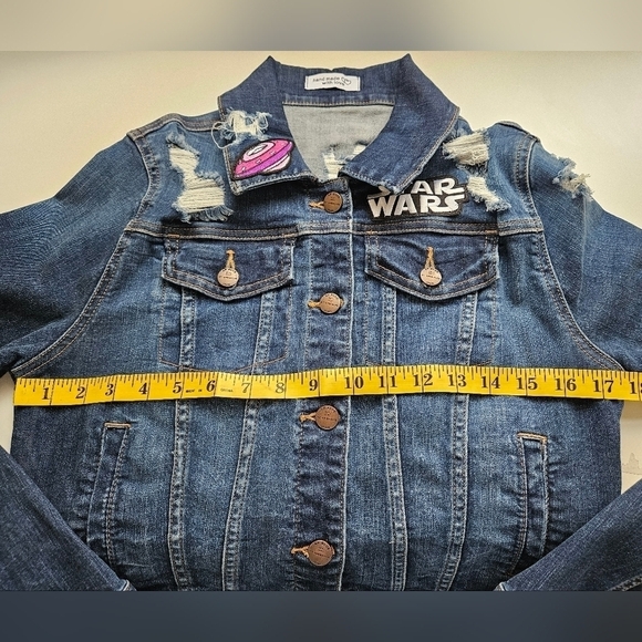Handmade Mandalorian Distressed Jean Jacket in Admiral Blue Size Small NWT - Picture 9 of 12